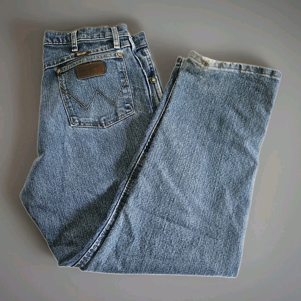 Wrangler Cowboy Cut Jeans Men's Blue Regular Fit Denim Sz 36x30 Advanced Comfort